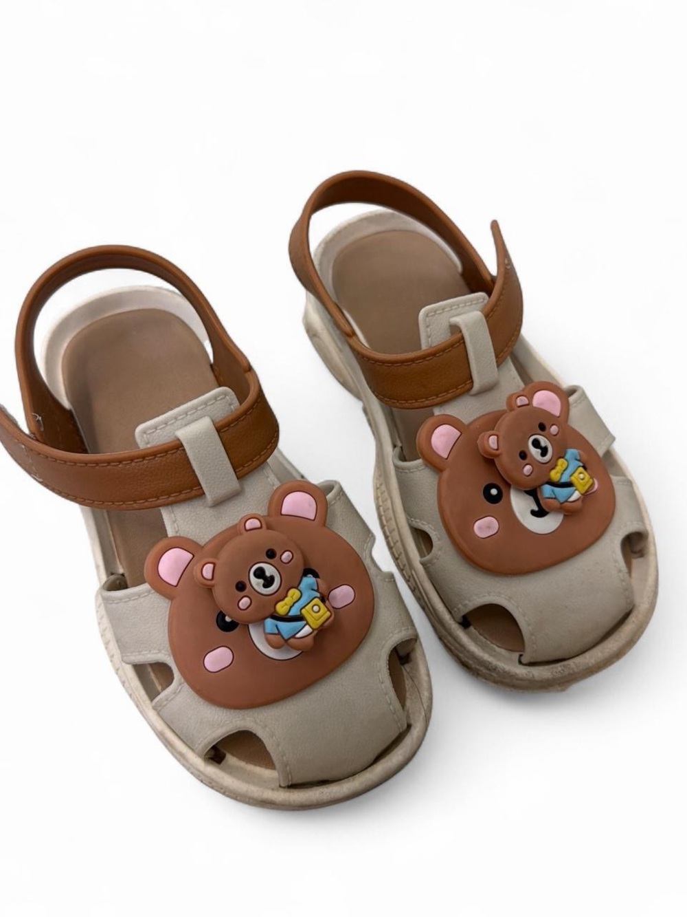 Kids Beige and Brown Bear Sandals size 28 (US 11C)
